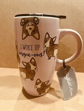 Tall Pink Ceramic Mug Corgi Dog - I Woke Up Corgie-ous Lid  Sheffield Home picture