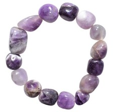 CHARGED Chevron Amethyst Crystal Nugget Stretchy Bracelet + Baby Selenite Heart picture