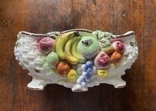 Antique Vintage Colorful Fruit Ceramic Planter Catch All Italian Style 1930-50 picture