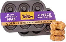 Wilton Gold Non-Stick Donut Pan Set, Made Without PFAS, 2-Piece picture