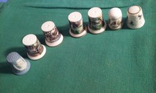 Lot 7 Vintage most Japan Porcelain Hand Painted Scenes THIMBLES & One Wedgewood picture