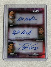 2026 Topps Chrome Star Wars Ezra Rex Triple Auto RED #1/5 picture
