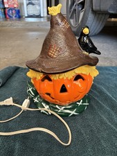 Vintage 1987 Brinn’s Halloween Scarecrow Light Up Pumpkin Jack-o’-lantern picture