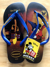 RARE VINTAGE DISNEY FANTASIA SORCERER 90TH MICKEY HAVAIANAS 11/12M FLIP FLOPS picture