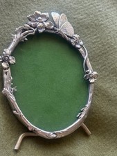 VTG 1884 Elias Art Nouveau Fine Pewter Oval Floral Butterfly Photo Frame Easel picture