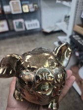 Vintage Dodge Inc Cast Iron Gold Painted Piggy Bank 5.5
