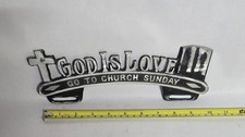 Vintage style Cast Aluminum  God Is Love  Topper  Car Club picture