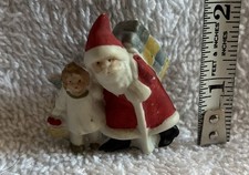 Antique German Hertwig Bisque Santa Claus w/ Little Girl Angel Figurine  picture