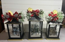 Three (3) Thomas Kinkade Illuminated Sparkle of Season Lanterns  LOVE PEACE JOY picture