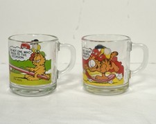 Vintage Mcdonalds Garfield Glass Coffee Mugs 1978 & 1980 picture