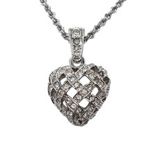 Swarovski Silver Heart Pendant Necklace Rhinestone Jewelry 41cm picture