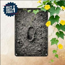 Apollo Lunar Astronaut Bootprint Space Exploration Plaque Retro Metal Tin picture