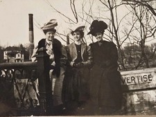 Antique 1910s 1920s Women Large Hats Outdoor Snapshot Photo Street Scene 4x2.5 picture