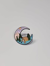 Crescent Moon Camping Scene Lapel Pin  picture