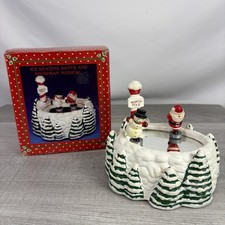Vintage J.S.N.Y. Ice Skating Santa & Snowman Musical Wind Up Works Box 6994 picture