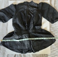 Antique 1890s Victorian Black Silk Mourning Bodice Dress Leg O Mutton Sleeves picture