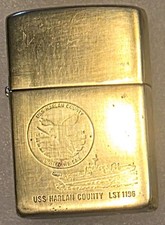 Vintage Metal Zippo, USS Harlan County LST-1196, Tank Landing Ship, Navy picture