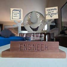 Vintage David Wright Metal Kinetic Sculpture Engineer Desk Art Wiggle 1970s picture