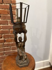 Antique La Belle Joan of Arc Lamp Art Deco Figural Spelter Maiden Lantern Rare picture