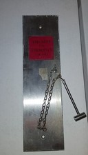 Vintage Metal Fire Dept Emergency Door Cover With Glass and Hammer 12