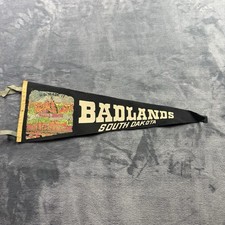Vintage Badlands South Dakota Wall Drug Felt Pennant 25” Black Souvenir picture