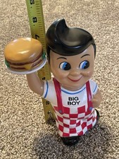 Vtg Bob’s Big Boy 8” Plastic Vinyl Money Coin Bank Burger 1999 advertising picture
