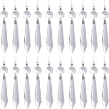 20 Pcs Clear Crystal Chandelier Icicle Prisms Replacement Parts for Lamp Decore picture