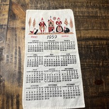 linen calendar tea towels vintage 1959 picture