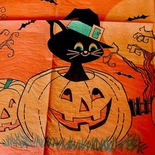 1 Vintage Reed Witch Halloween Crepe Paper Banner 7 ft long 26” wide NOS picture