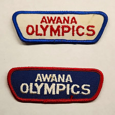 Vintage AWANA OLYMPICS Lot - 1st Place Medal & 2 Embroidered Uniform Patches picture