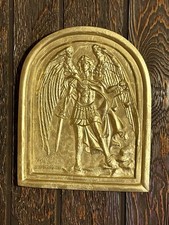 Saint Michael The Archangel Plaque. Handmade Hand Painted (Rare) 12 x 10 INCHES picture