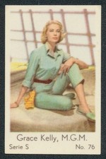 1957 GRACE KELLY MGM TV & FILM STARS DUTCH GUM CARD SERIE S #76 EX picture
