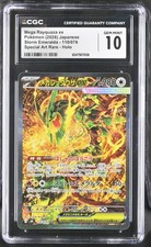 CGC 10 GEM MINT Pokemon Japanese Mega Rayquaza ex SAR 110/076 Storm Emeralda psa picture