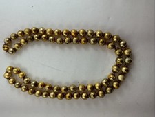 Vintage Christmas Gold Mercury Glass Garland -5/8 Inch Beads-Festoon Style-1950s picture