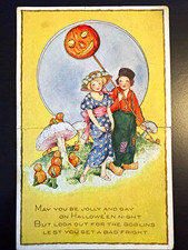 Whitney Made Vtg. Halloween Postcard-(May You Be Jolly And Gay) Jack-o'-Lantern picture