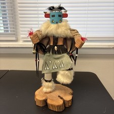 Vintage Morning Singer Signed Kachina Doll Vintage  Native American Leather 15.5 picture