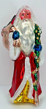 Vintage Mercury Glass Multicolor Old World Father Christmas Tree Finial Topper picture