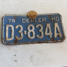 Vintage 1978 Missouri License Plate Dealer  With Rolla Missouri Dealer Tag picture