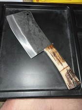 Meat Cleaver Hand Forged W/Leather Sheath/STAG Grips /Razor Sharp/Chef Dream ￼ picture