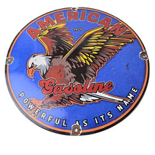 Vintage American Gasoline Porcelain Sign - Blad Eagle Powerful Gas Station Sign picture