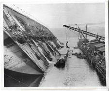 SS NORMANDIE LAFAYETTE Fire Salvage NYC Vintage 8x10 Press Photo Ship Liner picture