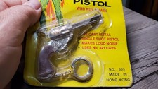 Vintage Miniature Cap Gun Keychain Die Cast Metal Toy Pistol Hong Kong Sealed picture