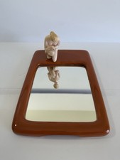 MINT Vintage  1970’s Enesco Japan Porcelain Vanity Mirror Tray Naked Woman MCM picture
