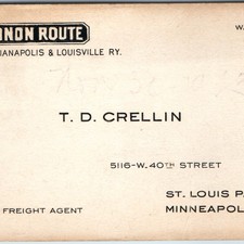 c1913 Monon Route Chicago Indianapolis & Louisville RY Railroad MN Business Card picture