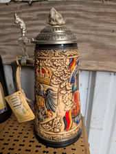 Vintage German Beer Stein, Brandenburg Gate, Piece of Berlin Wall, Stoneware picture