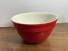 Vintage Hall China 1095 Mixing Bowl Red White 4” High 7.5” Across picture