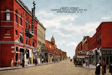 Reprint Postcard LIBERTY STREET 5th Street Winston-Salem, North Carolina B419 picture