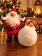 Vtg Annalee Winter Carnival Boy Mouse With Snowball 4” & Santa 2004 Christmas picture
