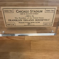 Chicago Stadium Admit One Ticket, Franklin D. Roosevelt Address, Oct 14 1936 picture