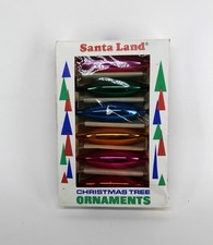 Vintage Santa Land Hand Blown Christmas Tree Tear Drop Ornaments Six picture